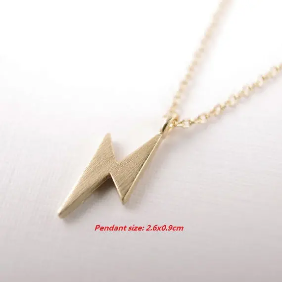 Thunder Jewelry Gold Plated Lightening Bolt Pendants Necklaces Lightning Necklace N122 2
