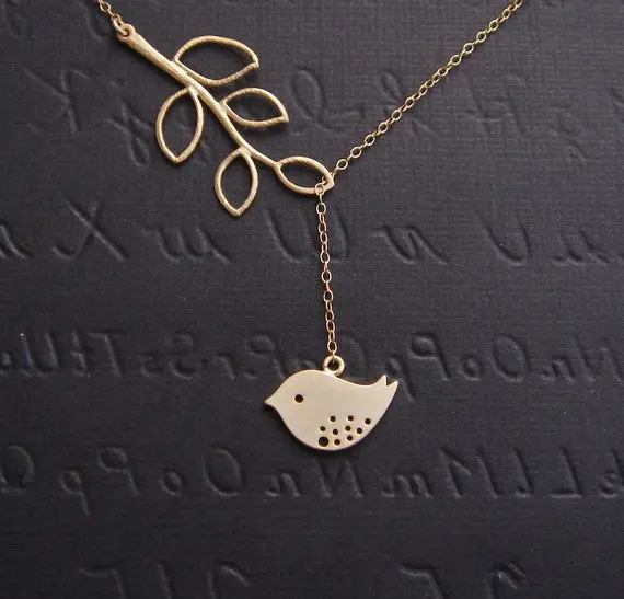 Tiny Bird And Leaf Necklaces Delicate Animal Pendant Necklaces Party Gifts 10Pcs-N028 1