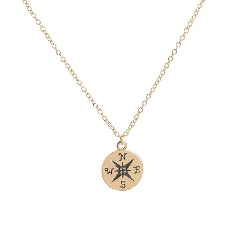 Tiny Compass Necklaces Dainty Gold Direction Pendantnecklace 30Pcs-N061 1