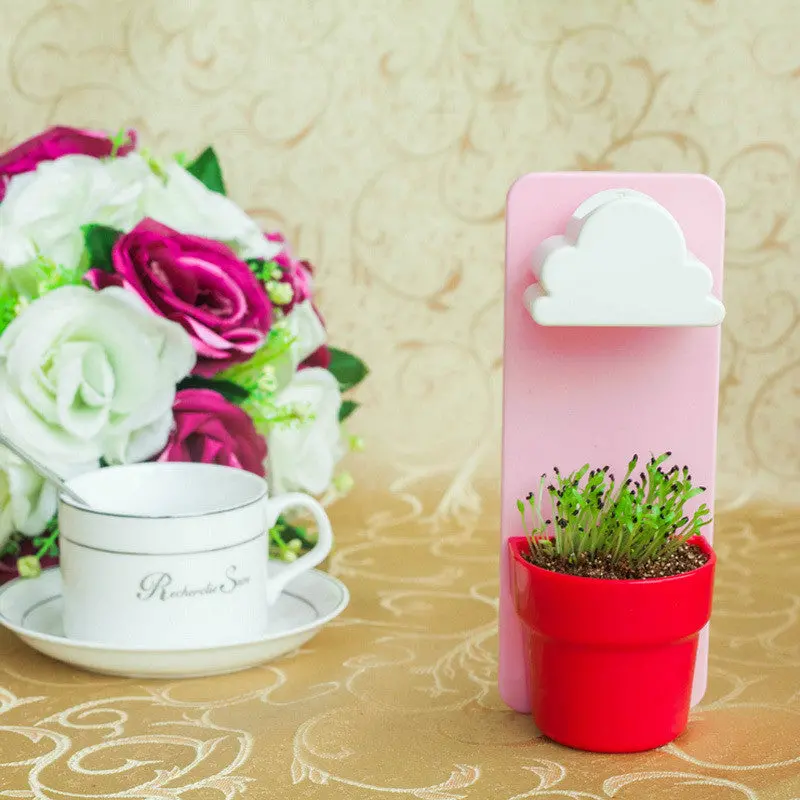 Tiny Creative Designed Random Color Cloud Rainy Pot Wall-Hung Plant Flower Pot Vase Yard Home Decoration Decor 70201 1