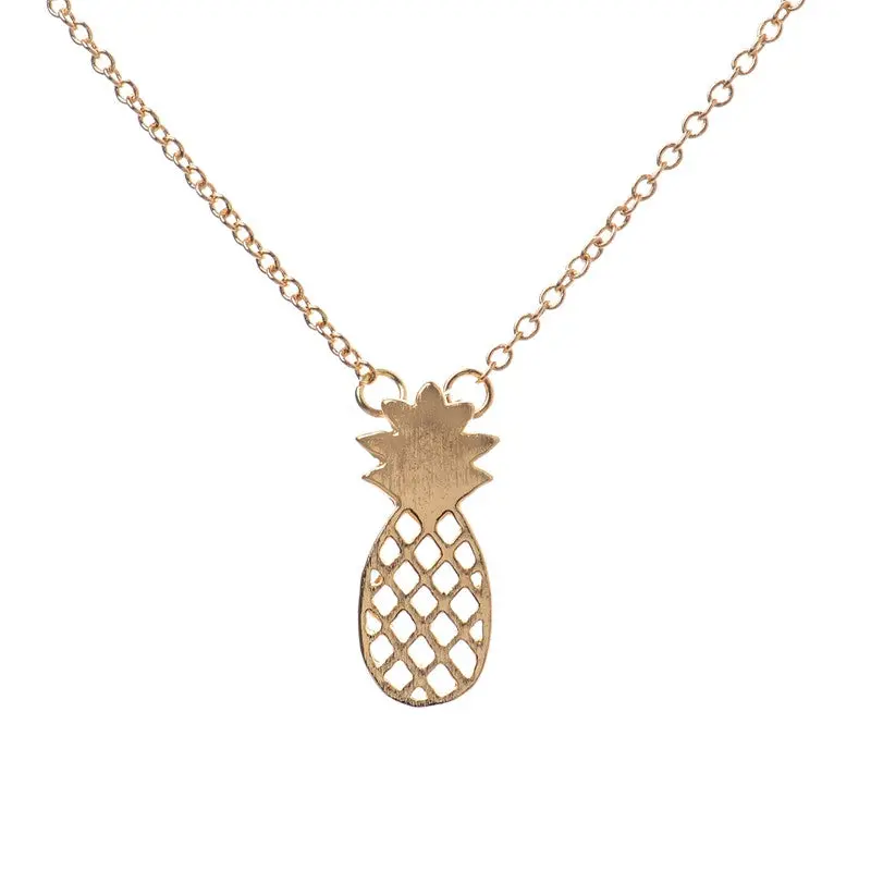 Tiny Dainty Gold Pineapple Necklaces Unique Pineapple Everyday Fruit Necklace 30Pcs-N183 1