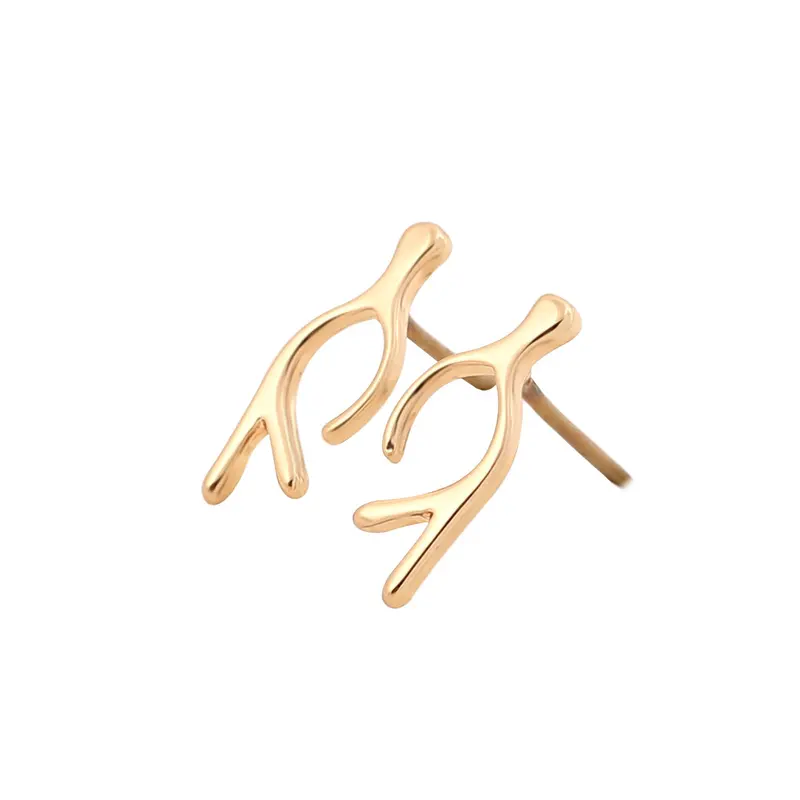 Tiny Gold Antler Stud Earrings Cute Deer Horn Silhouette Earrings Gifts Mix Color 10Pcs-S116 1