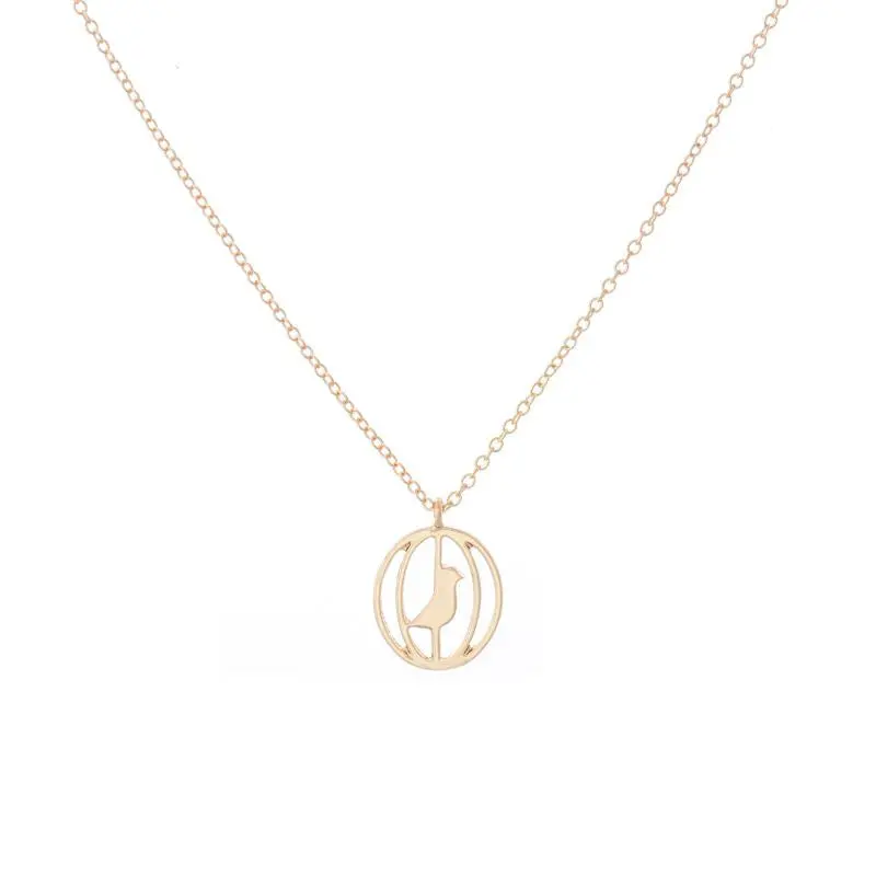 Tiny Gold Bird In The Cage Necklace Dainty Animal Pendantnecklace N064 2