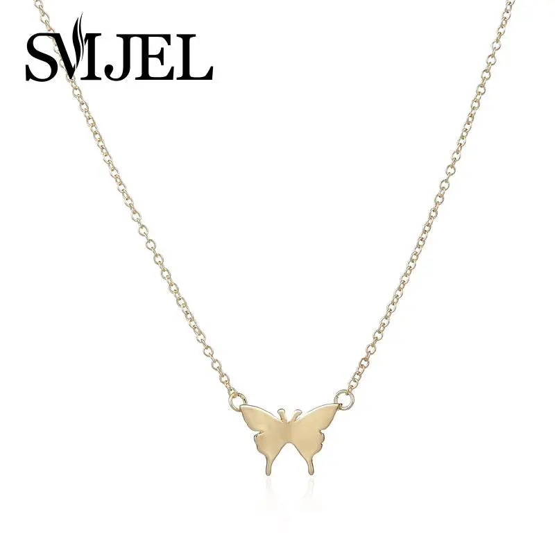 Tiny Gold Butterfly Pendants Necklaces Simple Cute Animal Long Necklace Gifts N169 1