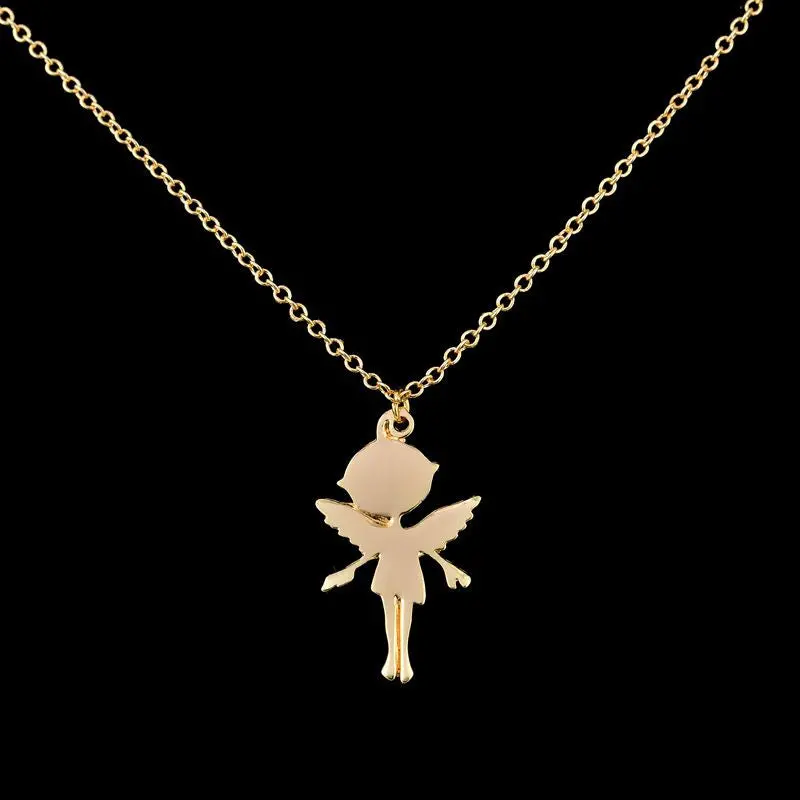 Tiny Gold Plated Angle Girl Pendant Necklace Birthday Gift 10Pcs-N216 1