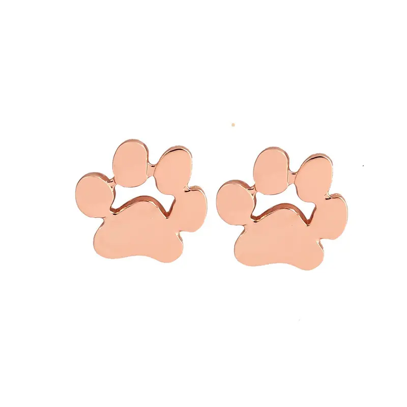 Tiny Gold Plated Cute Cat Print Earrings Cat And Dog Paw Stud Earrings S124 2