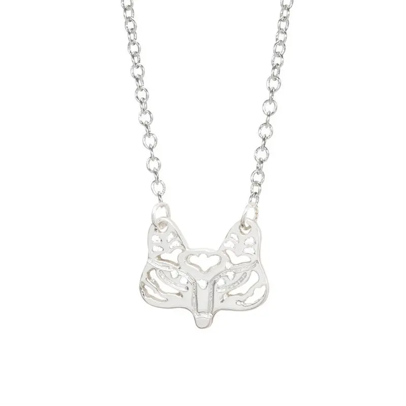 Tiny Gold Plated Fox Pendantnecklace Tattooed Fox 'S Head Necklace,Cute Animal Necklaces 10Pcs-N073 1