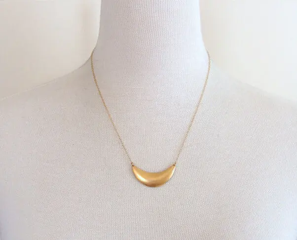 Tiny Gold Plated Half Moon Pendants Necklaces Perfect Moon Necklace 10Pcs-N075 1