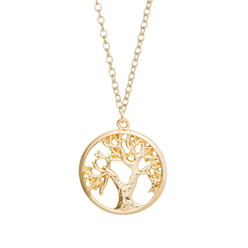 Tiny Gold Tree Of Life Necklace Tree Charm Pendantnecklace Birthday Gifts 30Pcs-N121 1