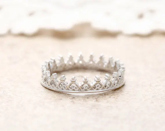 Tiny Heart Tiara Ring - Jewelry Rings,Anniversary Rhinestone Ring,Crystal Crown Rings 2