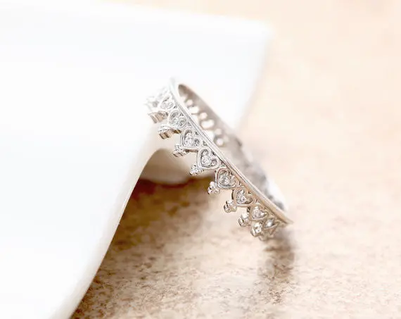 Tiny Heart Tiara Ring - Jewelry Rings,Anniversary Rhinestone Ring,Crystal Crown Rings 3
