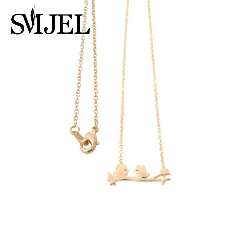 Tiny Love Birds On Branch Necklace Cute Twins Birds Animal Pendant Necklaces Birthday Gifts N018 1
