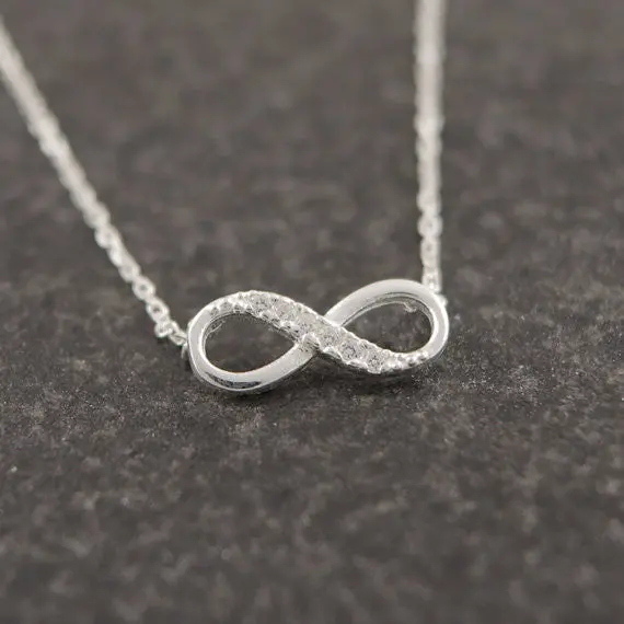 Tiny Rhinestone Infinity Necklace Eight Figure Necklace In Silver Crystal Necklaces 10Pcs-N058 1