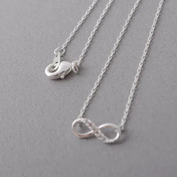 Tiny Rhinestone Infinity Necklace Eight Figure Necklace In Silver Crystal Necklaces 10Pcs-N058 2
