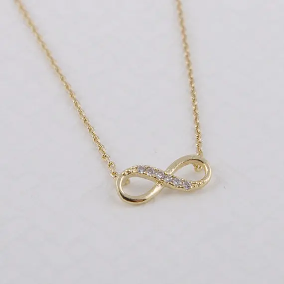 Tiny Rhinestone Infinity Necklace Eight Figure Necklaces Bridemaids Gift N058 1
