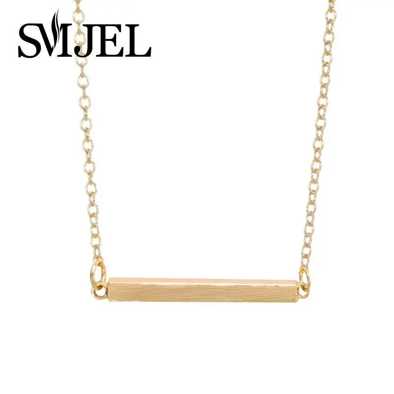 Tiny Square Bar Necklace Personalized Geometric Bar Long Necklace Pendants Jewelry Gift N010 1