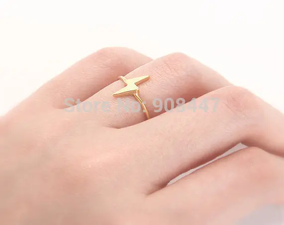 Tiny Thunder Ring - Cute Rings,Unique Lightning Rings,Stretch Rings R231 3