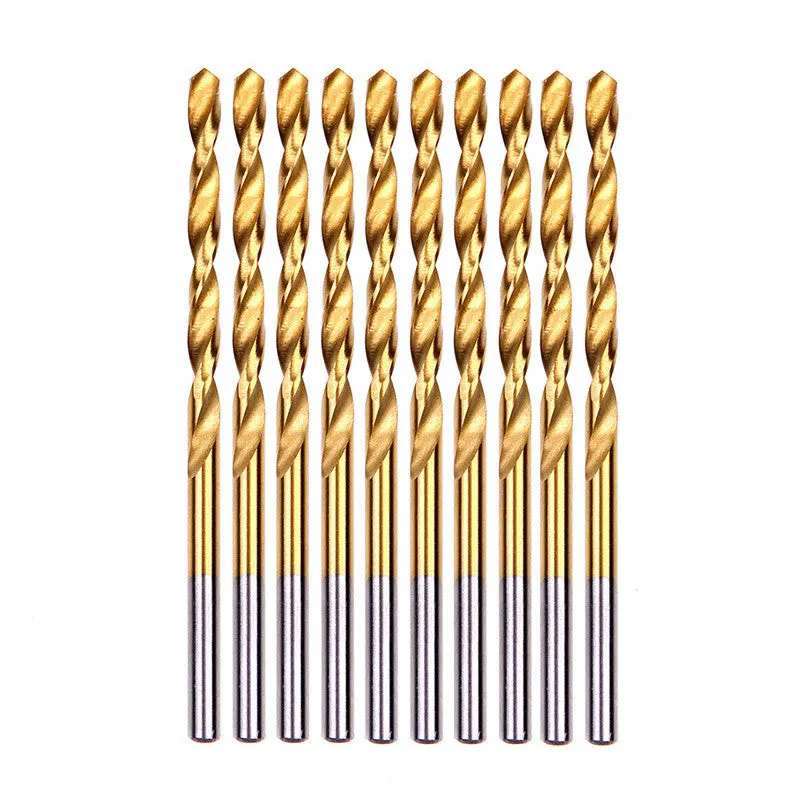 Titanium Coated 1/1.5/2/2.5/3Mm Straight Shank Twist Auger Hss Drill Bits Tool 50Pcs 75625 1
