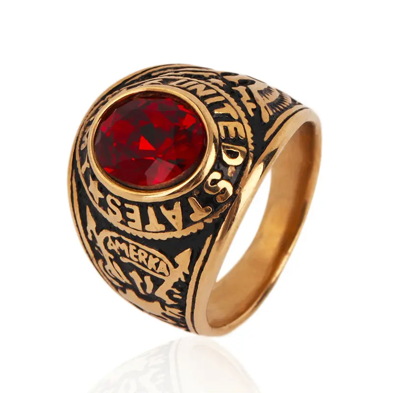 Titanium Steel 'S Ring United States Navy Ringseagle Carved Memorial Airforce Marine Usn Seal Military Ring 1