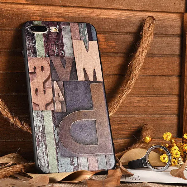 Tmalltide Ultra-Thin Wooden Relief Tpu Soft Phone Case Cover For Iphone 6 6S 7 Plus Cases Covers 1