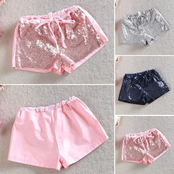 Toddler 2-6 Y Kids Girl Sequins Shorts Short Pants Tie Bow Elastic Waist Trousers Py1 5