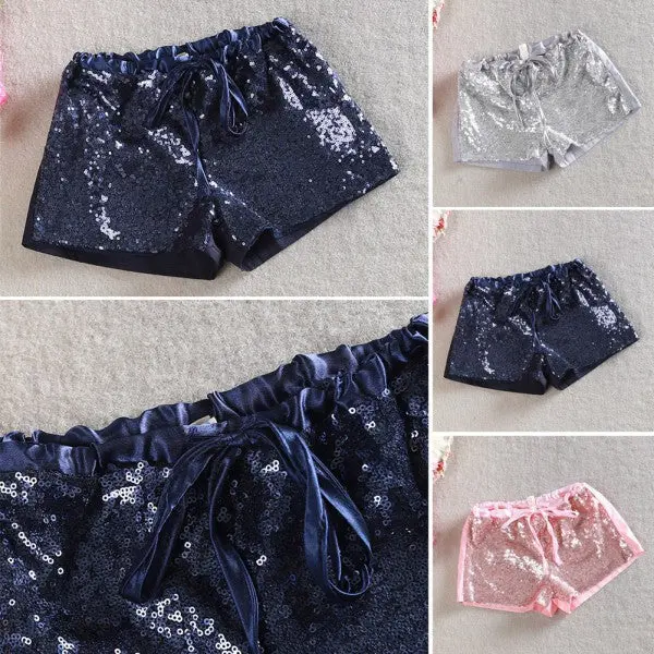 Toddler 2-6 Y Kids Girl Sequins Shorts Short Pants Tie Bow Elastic Waist Trousers Py1 6