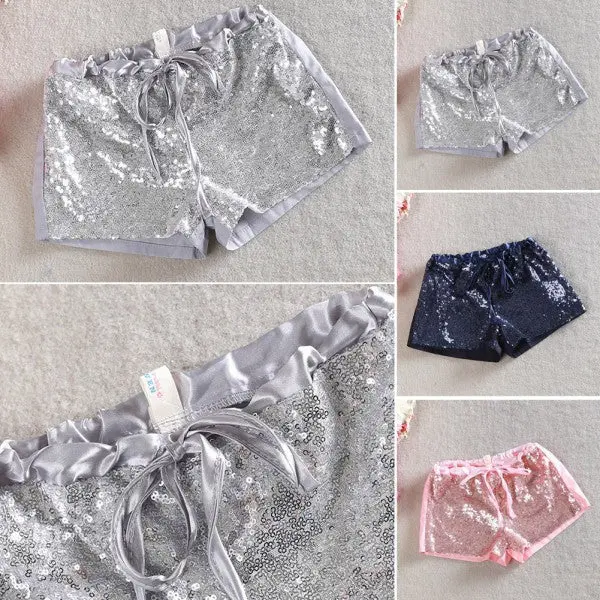 Toddler 2-6 Y Kids Girl Sequins Shorts Short Pants Tie Bow Elastic Waist Trousers Py1 7