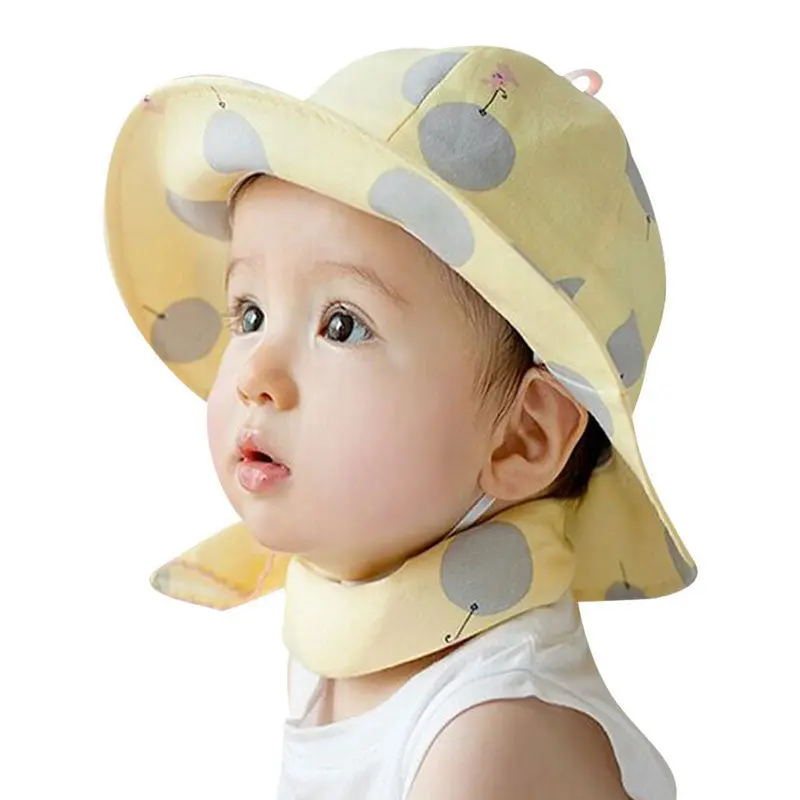 Toddler Infant Hats Sun Cap Dot Outdoor Baby Girl Hats Beach Bucket Sun Hat Yellow Pink Purple 1