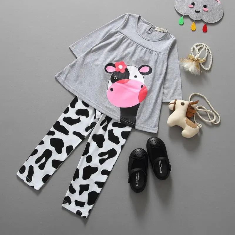 Toddler Kids Baby Girls Outfits Clothes T-Shirt Tops Dress+Pants 2Pc Set 1