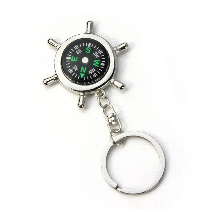 Tool Organizers Portable Alloy Silver Nautical Compass Helm Keychain Key Ring Chain Feida 1