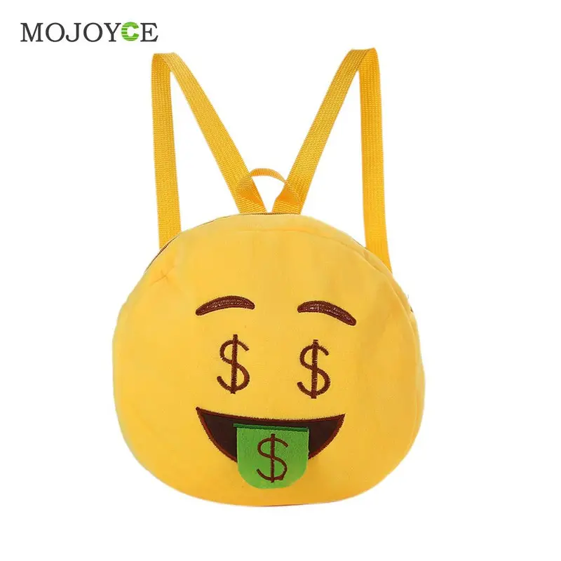 Top Fashion Face Expression Plush Toy Children Backpack Schoolbag Girl Backpack Mochila School Bags For Teenagers Emoji Bag 1