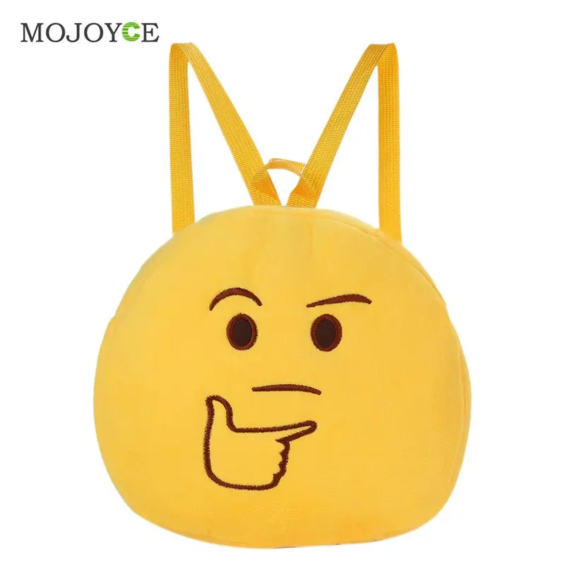 Top Fashion Face Expression Plush Toy Children Backpack Schoolbag Girl Backpack Mochila School Bags For Teenagers Emoji Bag 3