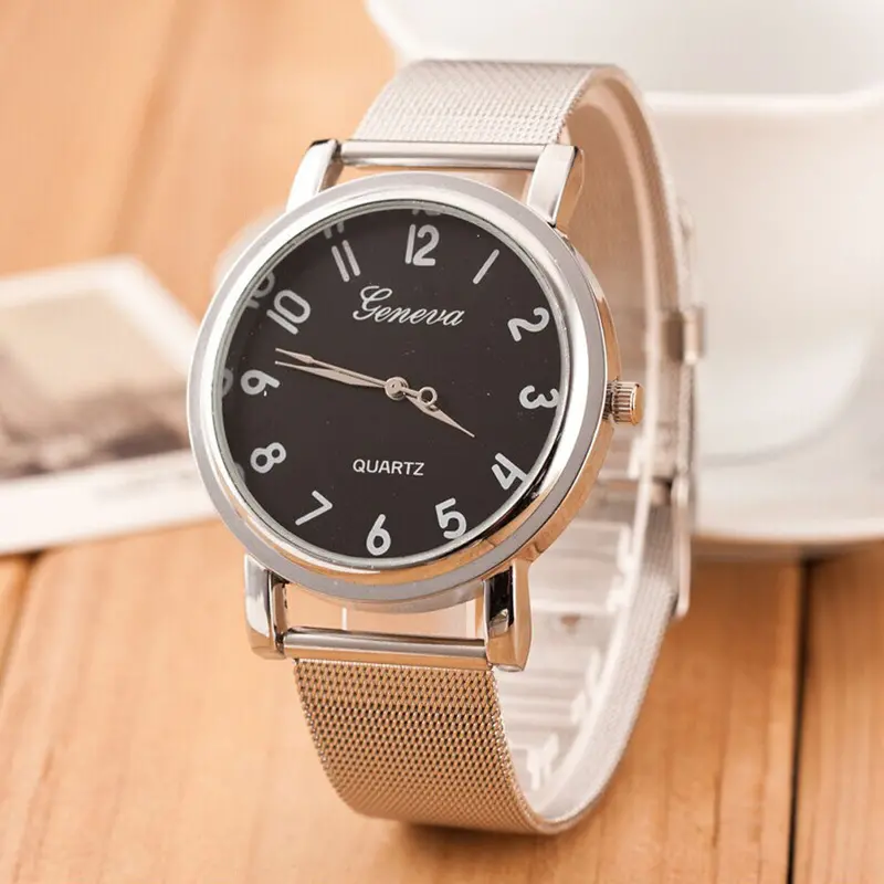 Top Geneva Watches Women Ladies Crystal Mesh Band Wrist Watch Casual Business Relogio Reloj 2