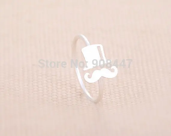 Top Hat With Mustache Ring,Adjustable Rings,Knuckle Ring,Cute Ring R211 2