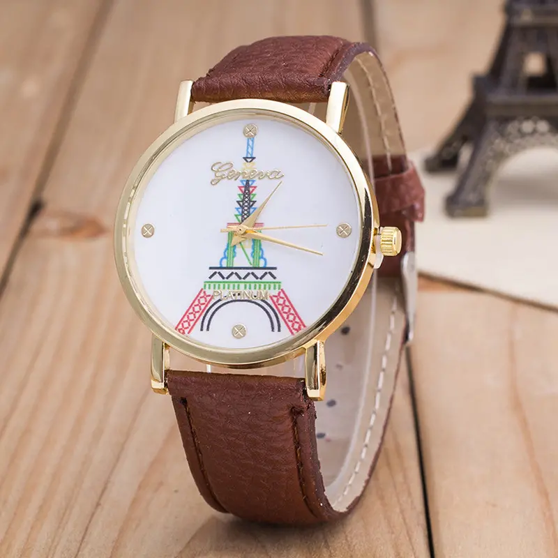 Top Montre Women's Watches Tower Design Leather Analog Quartz Wrist Watch Casual Lady Dress Hour Mujer Reloj 3