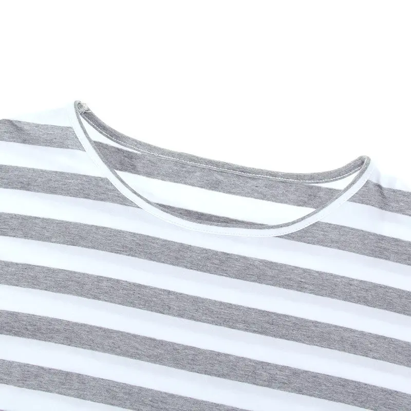 Top New Striped Short-Sleeve Lace Patchwork Loose Cotton O Neck T-Shirt Fashion Women Casual Lace T-Shirts 2