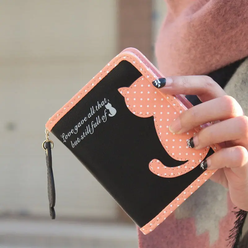 Top Sale For Women Cat Purse Short Wallet Bags Pu Handbags Card Holder Exquisite 6