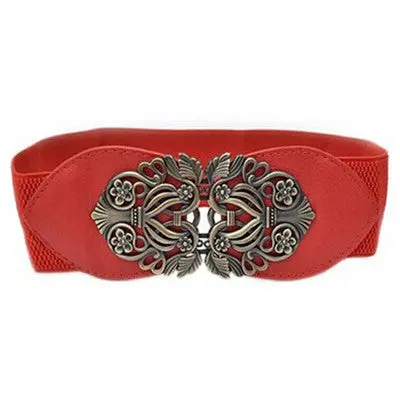Top Sale Women Girl Vintage Wide Elastic Stretch Straps Thin Skinny Waist Belt Alloy Buckle Waistband 1