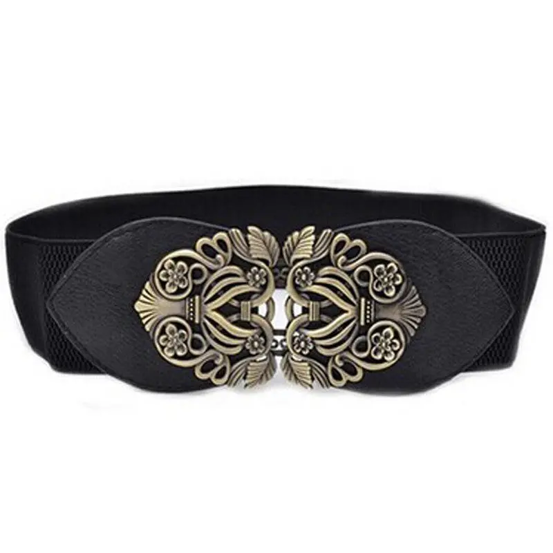 Top Sale Women Girl Vintage Wide Elastic Stretch Straps Thin Skinny Waist Belt Alloy Buckle Waistband 2