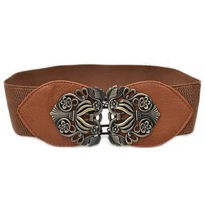 Top Sale Women Girl Vintage Wide Elastic Stretch Straps Thin Skinny Waist Belt Alloy Buckle Waistband 3