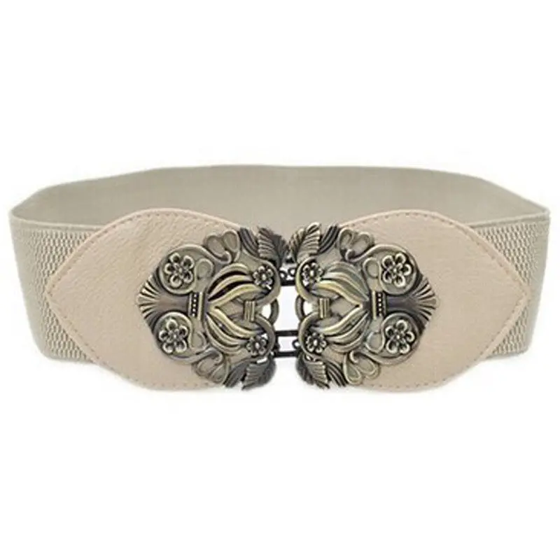 Top Sale Women Girl Vintage Wide Elastic Stretch Straps Thin Skinny Waist Belt Alloy Buckle Waistband 4