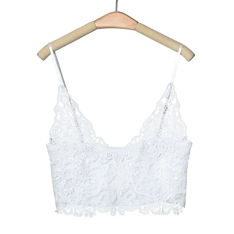 Top Spaghetti Strap Lace Crochet Tank Top Camisole Sexy Women Crop Top Beachwear Beach Bikini Bralette Top Halter Cami 6