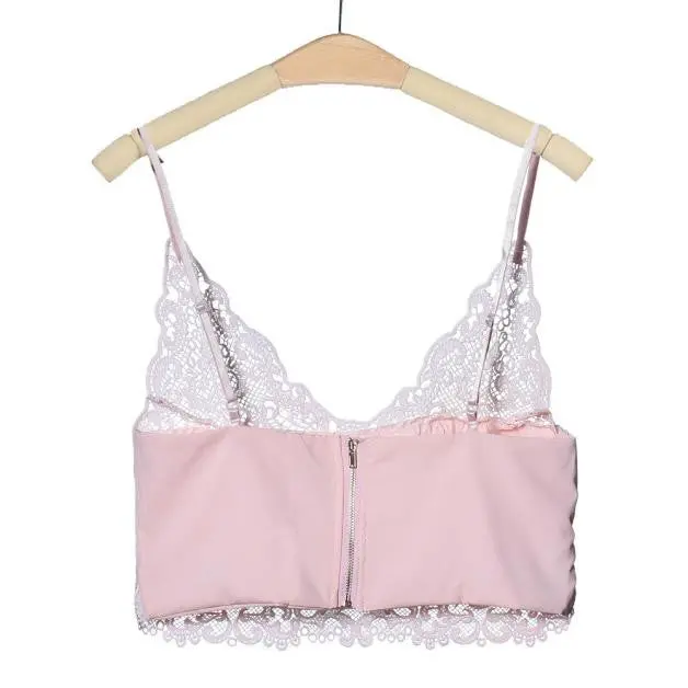 Top Spaghetti Strap Lace Crochet Tank Top Camisole Sexy Women Crop Top Beachwear Beach Bikini Bralette Top Halter Cami 9