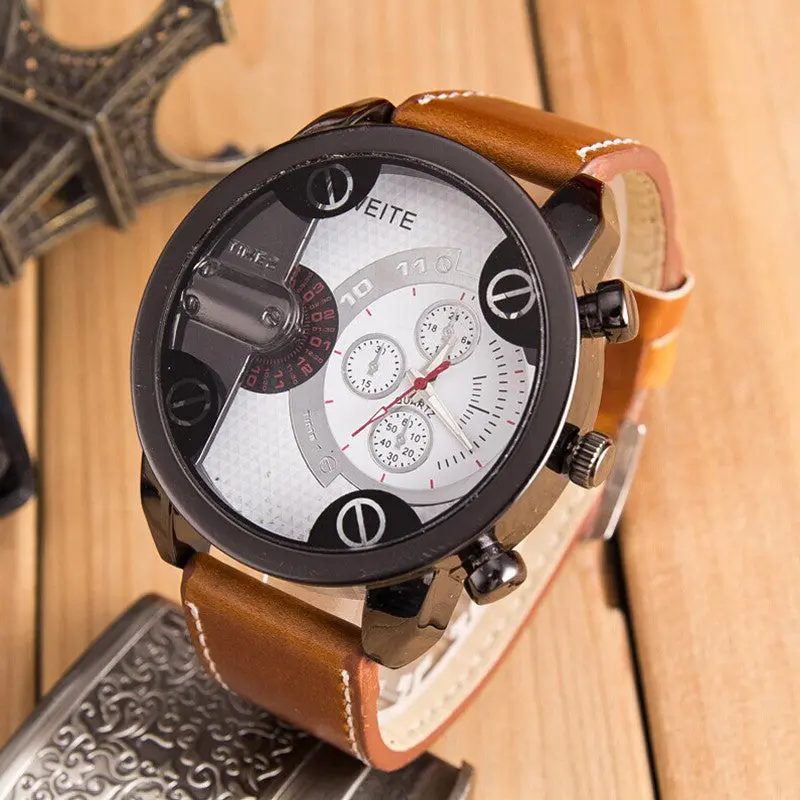 Top Watches Men Wristwatch Casual Watch Relogio Boys Relojes Sports Clock Pu Leather Strap 1