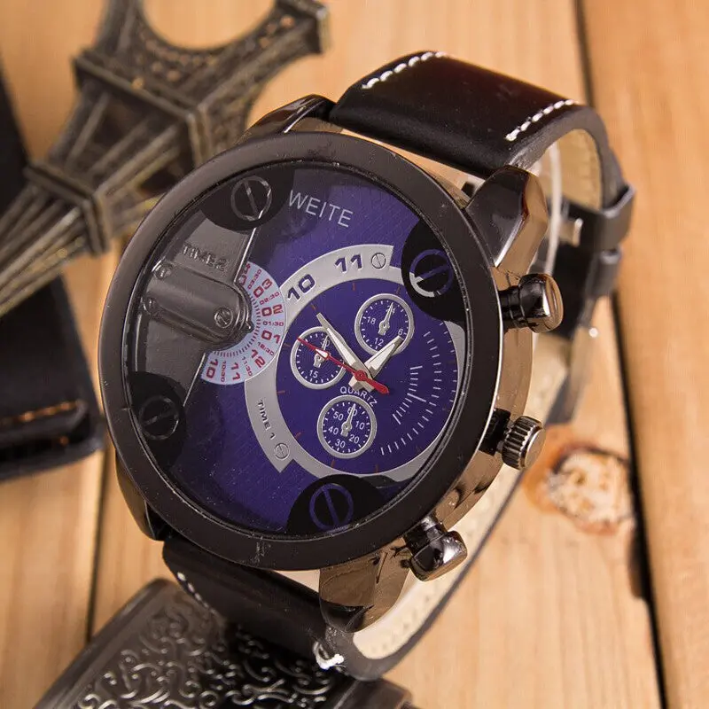 Top Watches Men Wristwatch Casual Watch Relogio Boys Relojes Sports Clock Pu Leather Strap 2