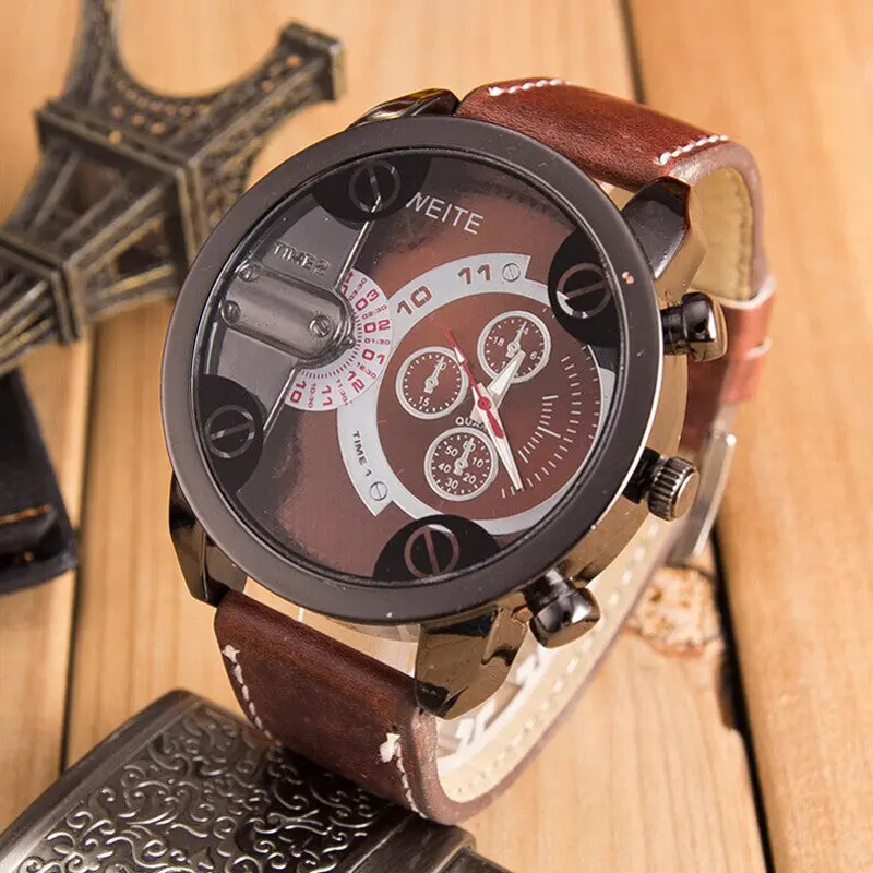 Top Watches Men Wristwatch Casual Watch Relogio Boys Relojes Sports Clock Pu Leather Strap 4
