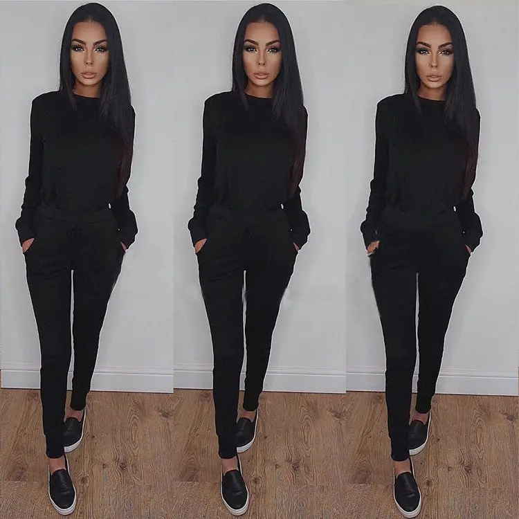 Tracksuit Sets Women Hoodies 2-Piece Hooded Sweatshirt+Long Pants Causual Suits Women Sets 4 Colors 1