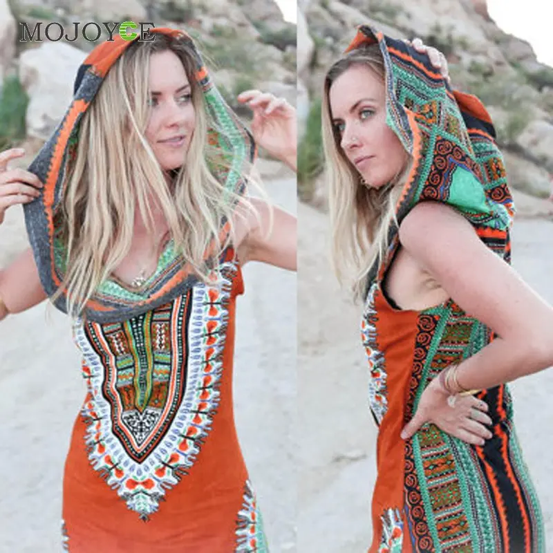 Traditional African Print Dashiki Women Dress Bodycon Sexy Sleeveless Slim Dress Hooded Vestido De Festa Dashiki For Women 3