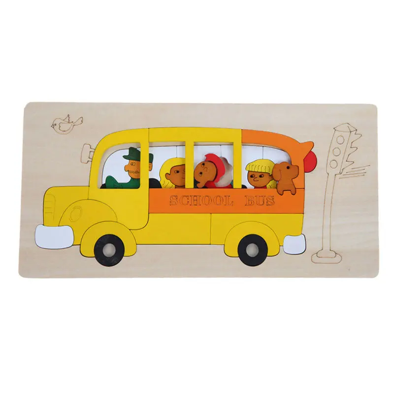 Transport Multi-Dimensional 3D Jigsaw Wooden Puzzle Childrentoy For Children Early Educational Montessori Toys For Children 1