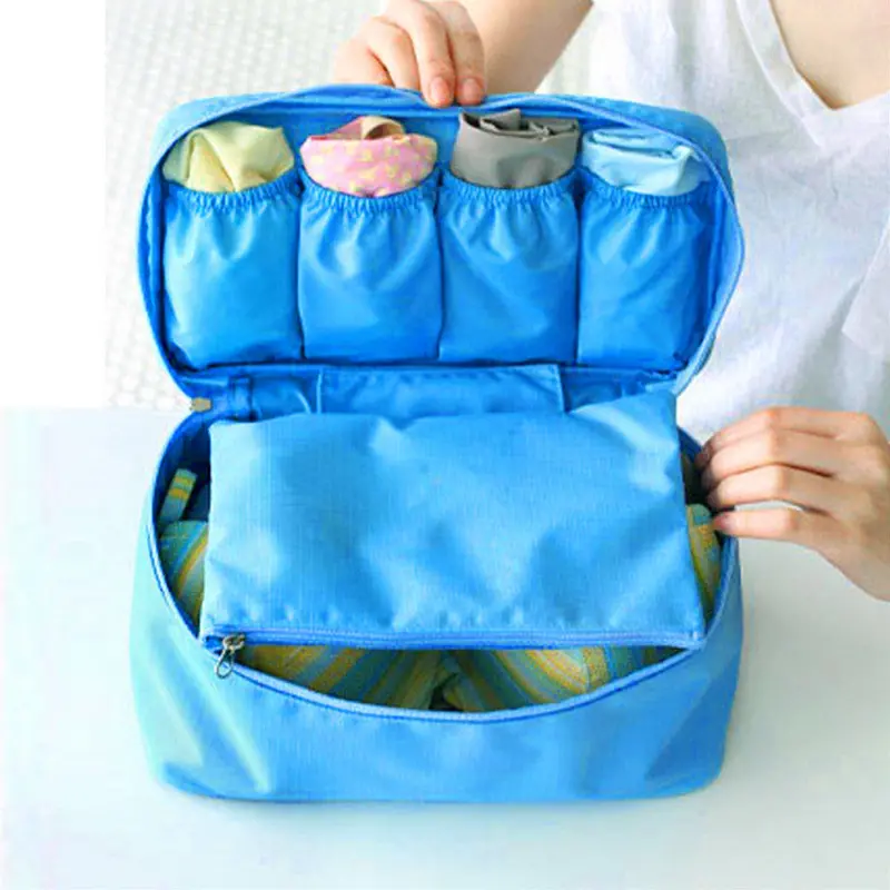 Travel Organizer Toiletry Cosmetics Makeup Bag Oxford Blue Color Compact Stylish 1